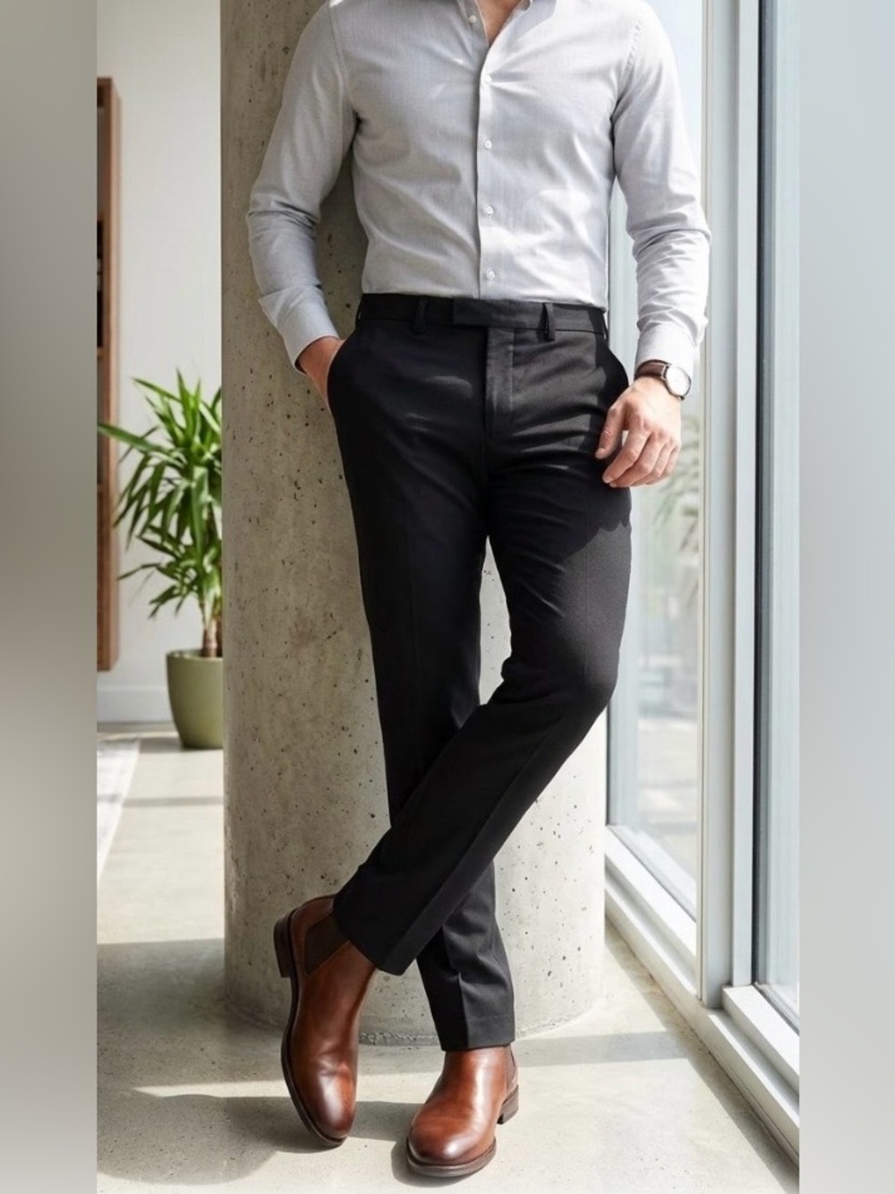 RW&CO  Men's slim fit Dress Pants black